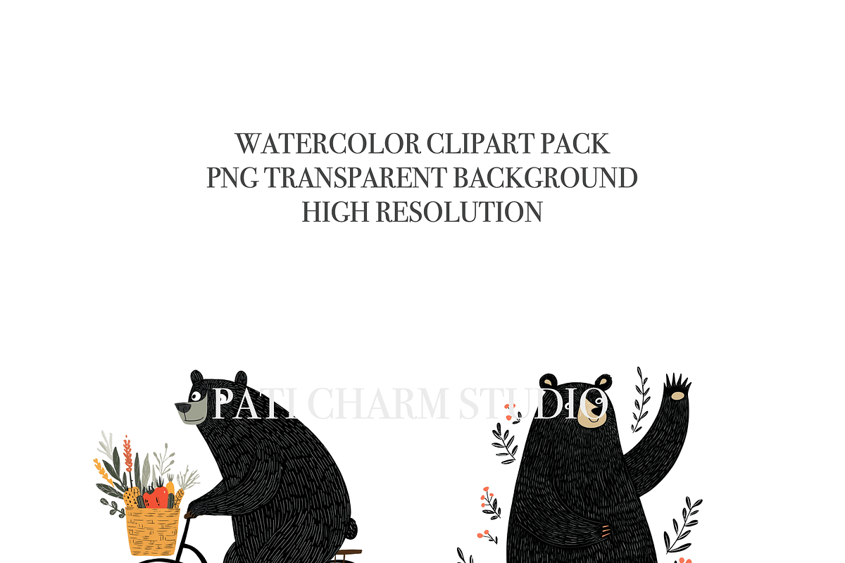 40 Black Bear Clipart, an Animal Illustration by Pati Charm Studio (Photo 5 of 8)