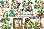 Vintage St Patrick's Day Bunnies, a Seasonal Illustration by Rose Art (Thumbnail 1 of 4)