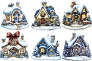 Whimsical Christmas Holiday Houses, a Seasonal Illustration by SVGArt (Thumbnail 4 of 5)
