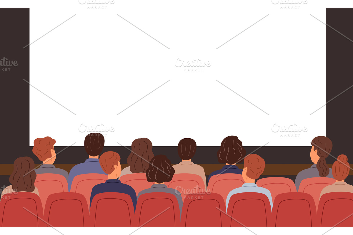 Men and women sitting in movie, a Person Illustration by Vectorbuum