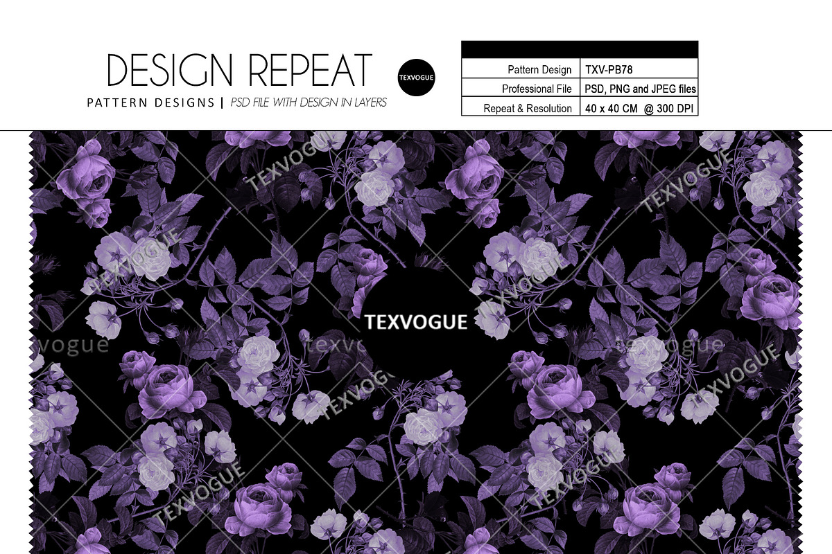 Purple Roses - Seamless Patterns, a Pattern Graphic by texvogue (Photo 2 of 15)