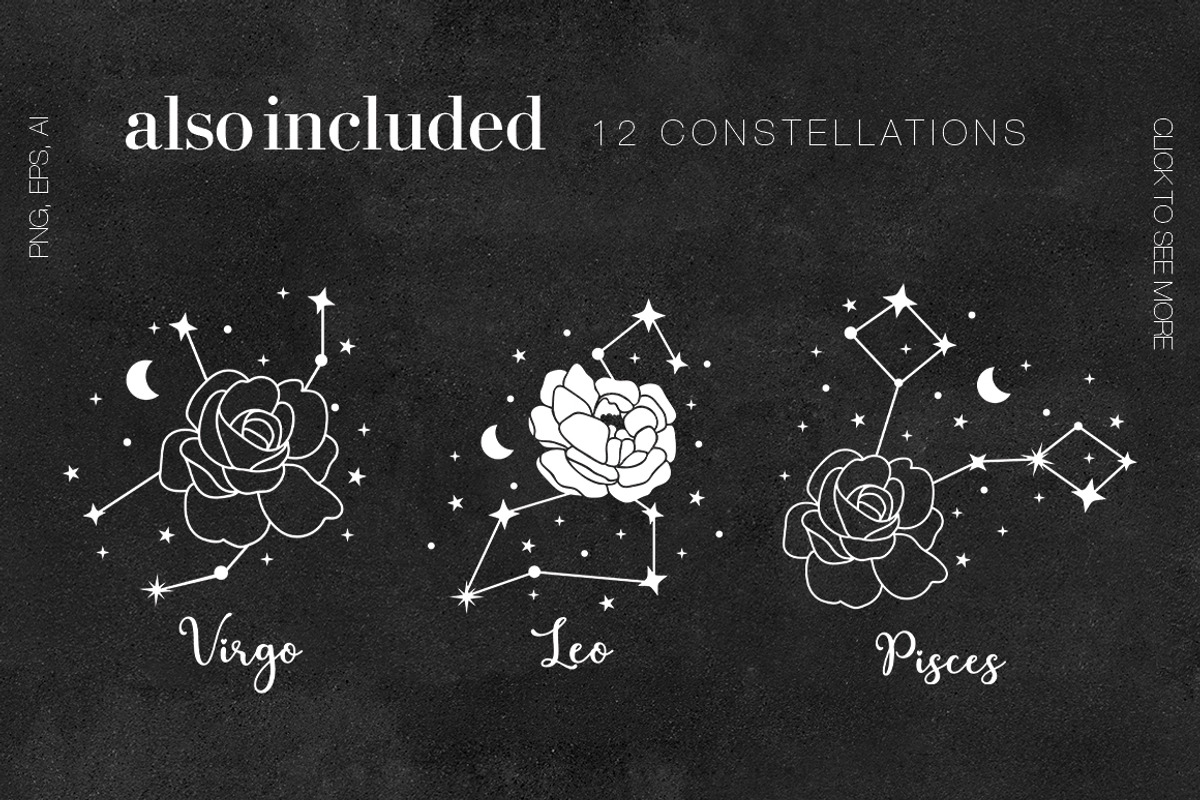 Floral moon & Zodiac Constellations, an Illustration by Art Dari Autumn (Photo 10 of 15)