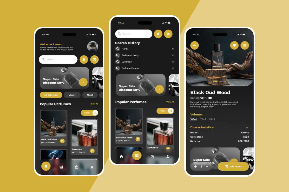 Veloura - Luxury Fragrance Store App, an App Template by productype1 (Photo 4 of 5)