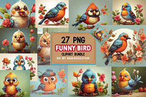 Funny Bird PNG Clipart Bundle