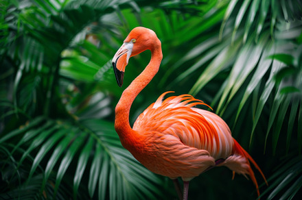 This striking flamingo elegantly dis, a Photo by Tanuart