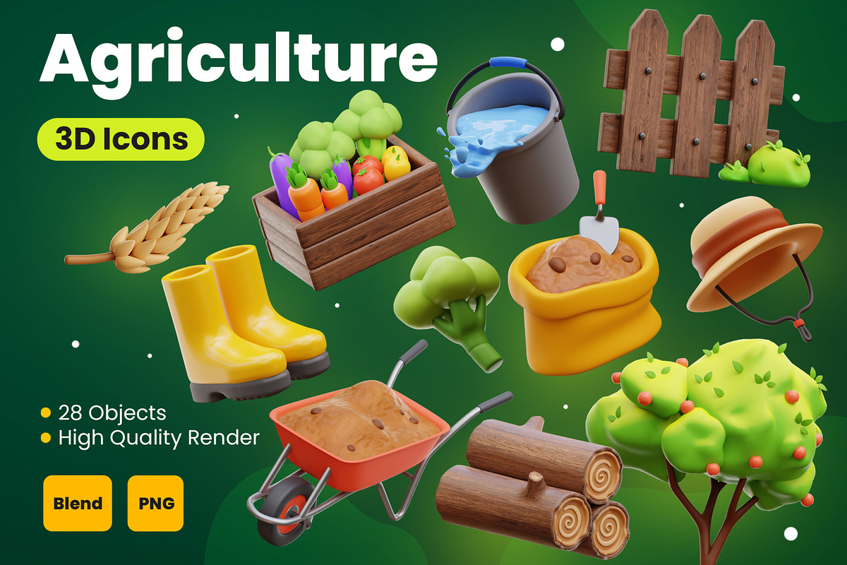 Agriculture 3D Icons, an Object 3D Model by Rakata Studio (Photo 1 of 7)