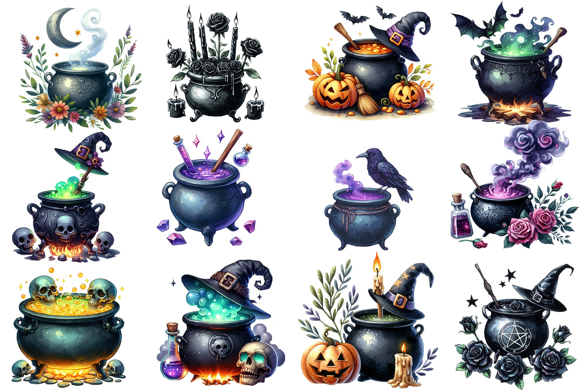 Halloween witch cauldron Clipart, an Illustration by Designworld (Photo 2 of 5)