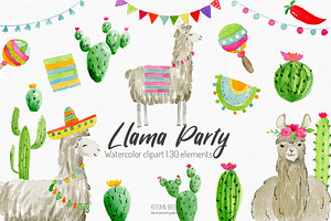 watercolor  llama clipart, an Animal Illustration by Autumn Breeze