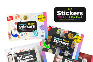 BUNDLE Any Shape Stickers Mock-ups