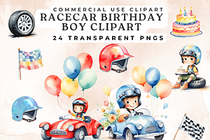 Racecar Birthday Clipart, a Person Illustration by Anca Digital Vibe