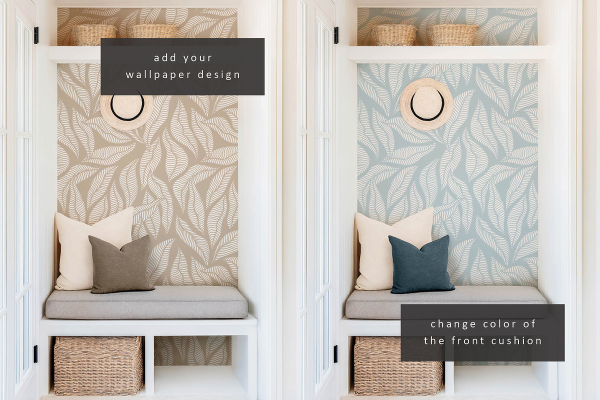 Boho Entryway Wallpaper Mockup, a Household Mockup by LinnestCreative (Photo 2 of 5)