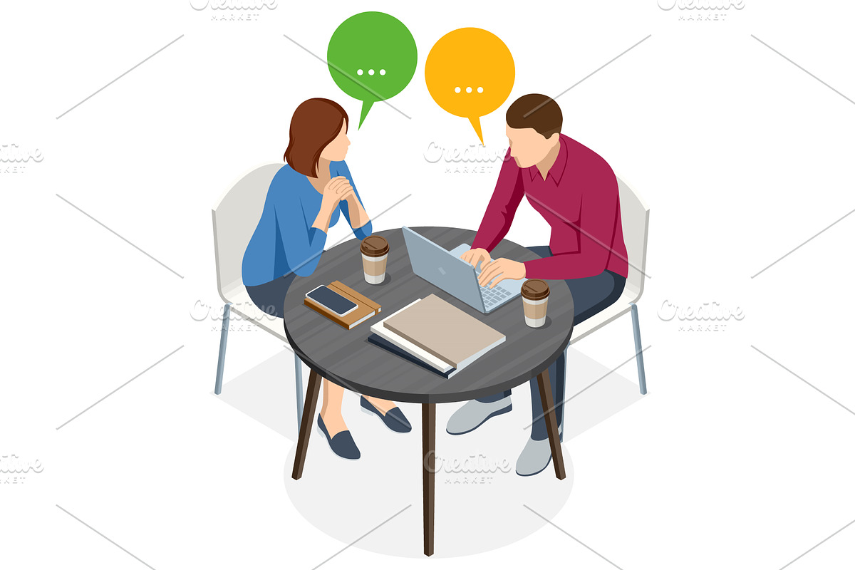 Business meeting between two people, a Person Illustration by Golden Sikorka