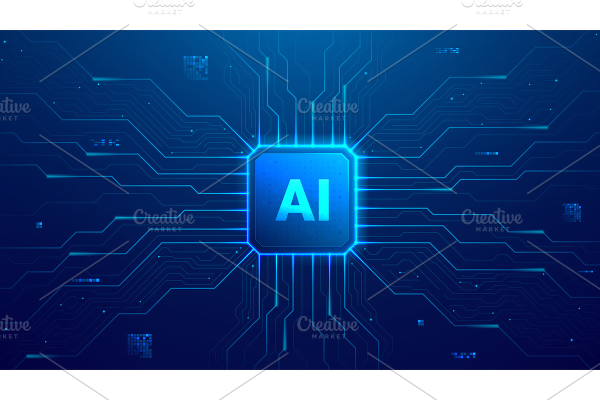 Futuristic AI chip concept, a Technology Illustration by Andrey Yaroslavtsev