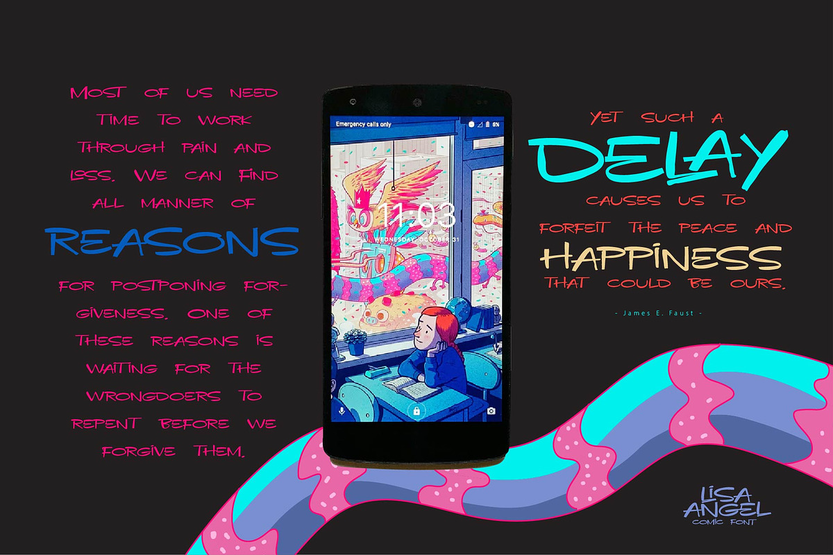 LISA ANGEL comic font preview 3