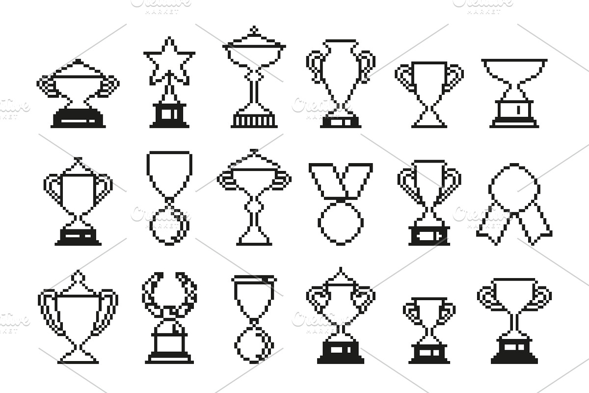 Medals and trophy black pixelated, an Object Graphic by LadadikArt (Photo 1 of 3)