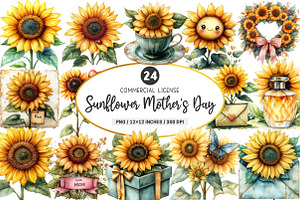 Sunflower Mother’s Day Clipart, an Illustration by SinaCreation