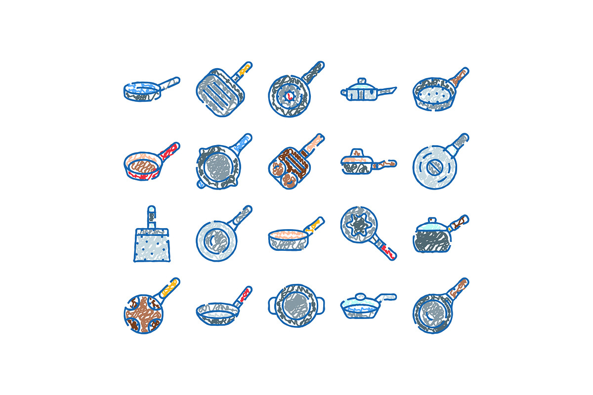 Hand drawn kitchen frying pans, an Object Graphic by pikepicture (Photo 1 of 3)