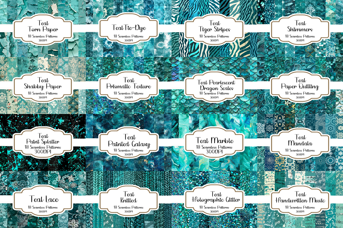 500 Teal Seamless Patterns Bundle, a Pattern Graphic by ...