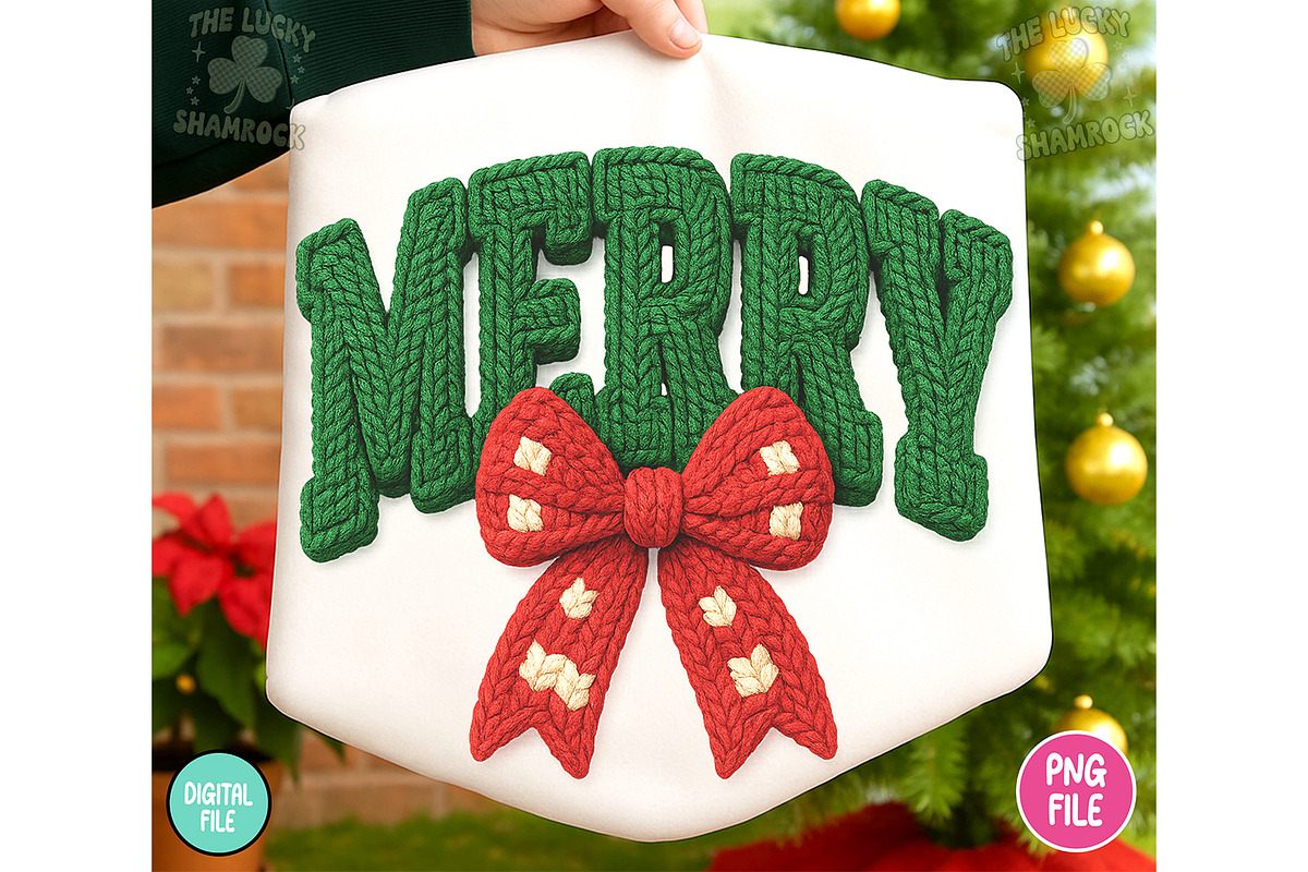 Merry Christmas Crochet PNG, a Seasonal Illustration by RETROVIBZDESIGNS (Photo 1 of 6)