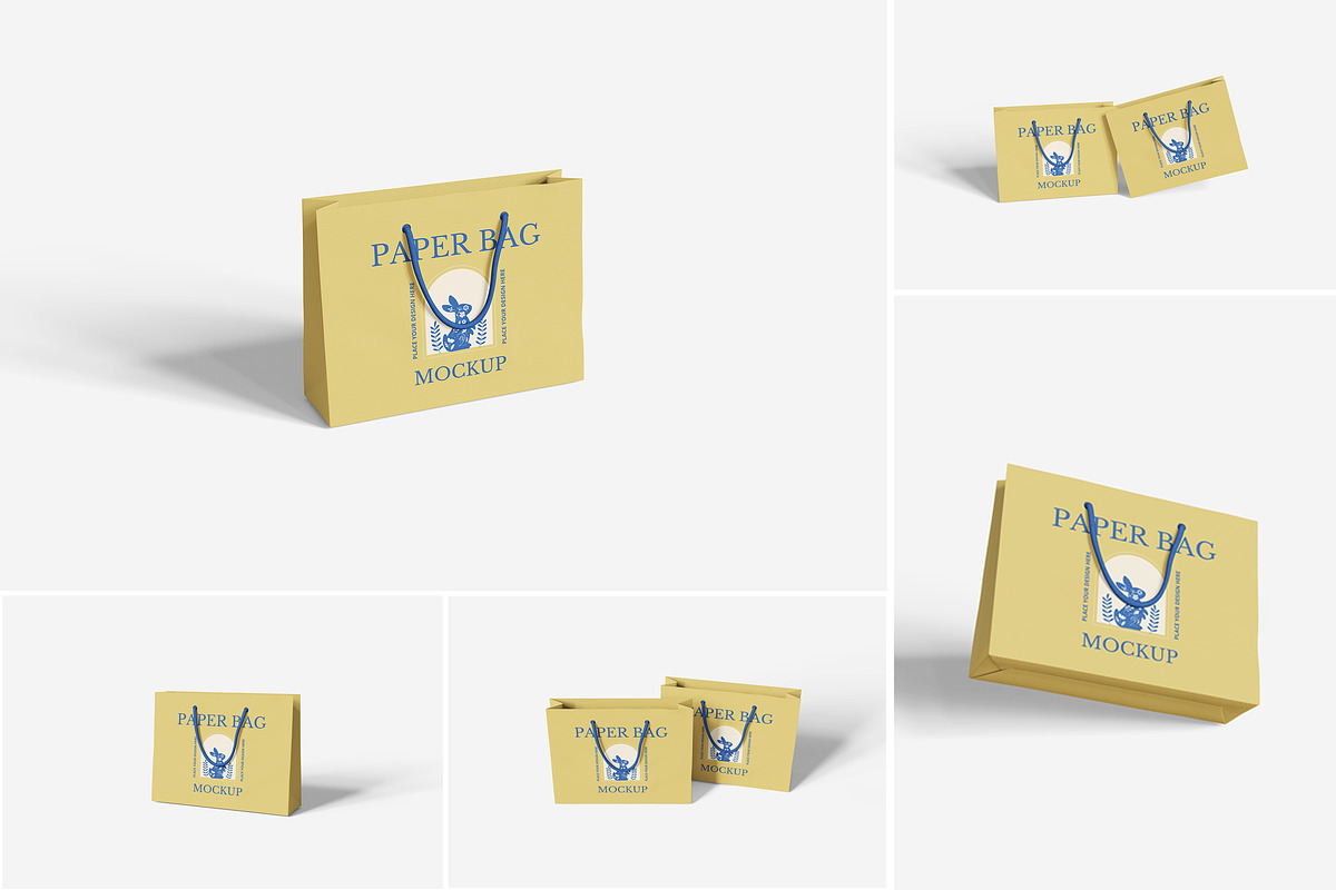 Paper Bag Mockup, a Merchandise Mockup by Indah (Photo 1 of 6)