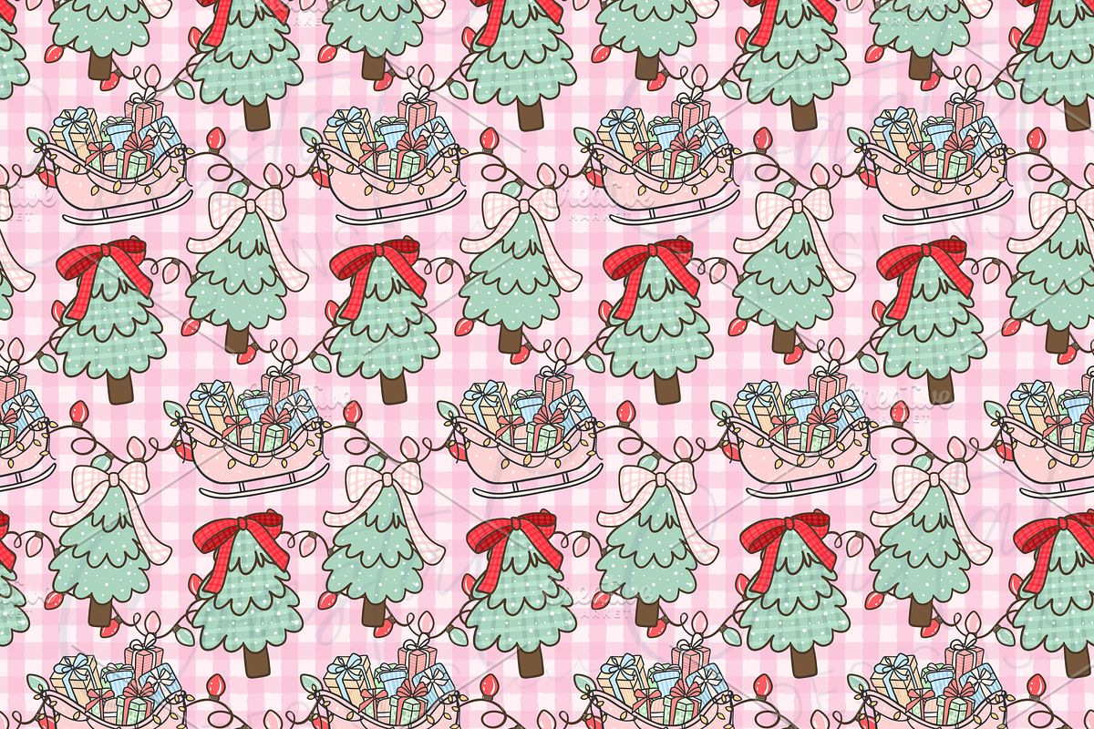 Pink Plaid Christmas Seamless, a Pattern Graphic by Coastal 5 Designs (Photo 2 of 3)