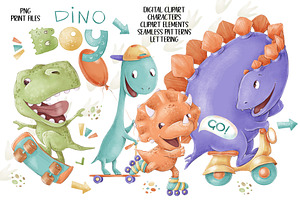 Dino boys clip art set.