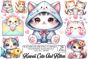 Kawaii Cats and Kitten Clipart, an Illustration by DreamPrint404