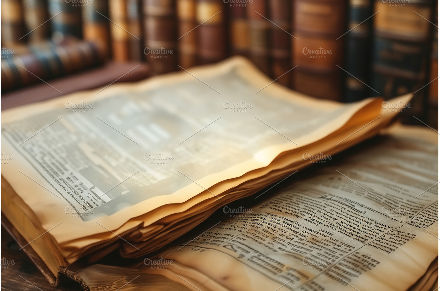 Old newspapers books stacked, an Arts & Entertainment Photo by Ungvar Studio