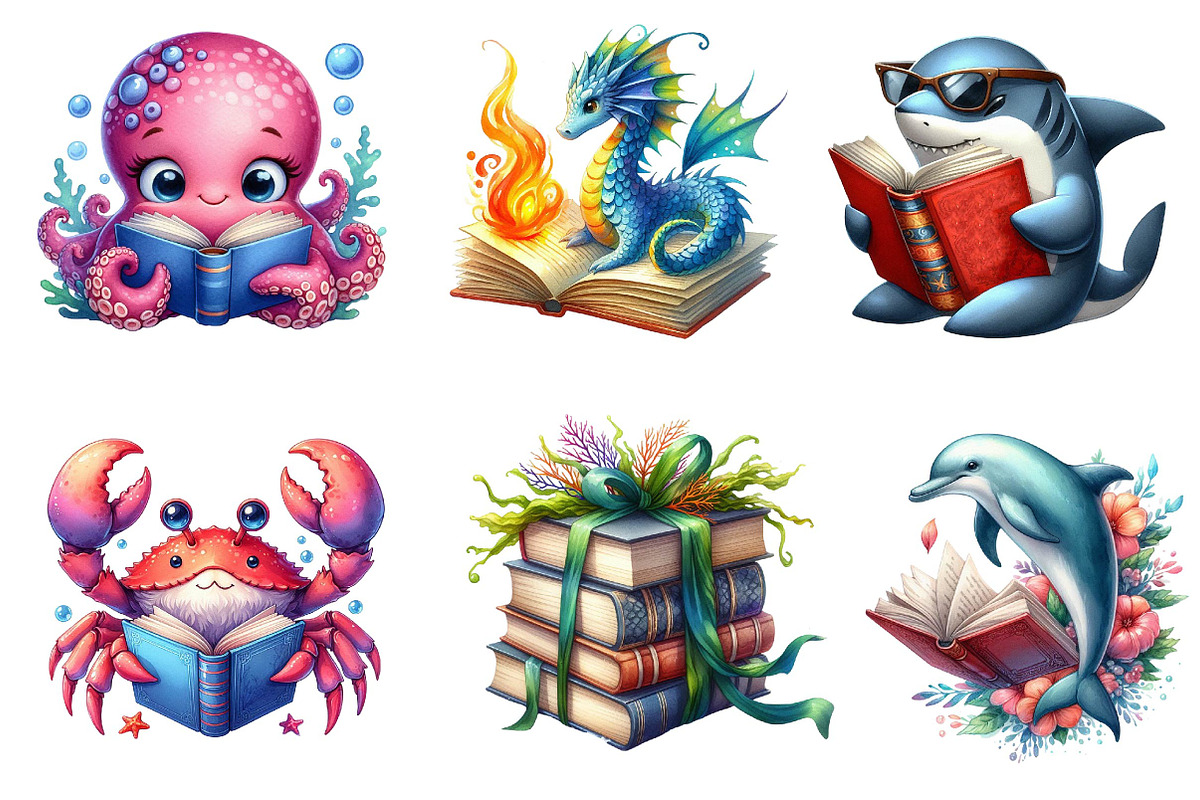 Undersea Reading Clipart, an Illustration by Dream Creation (Photo 5 of 6)