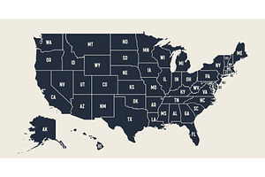 USA Map. Poster map of United States, an Illustration by Foxys Graphic