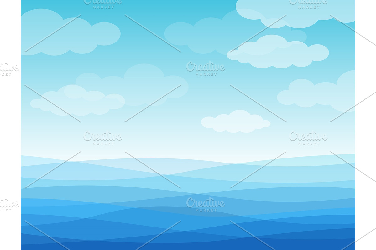 Abstract sea waves. Blue wavy ocean, a Texture Illustration by YummyBuum