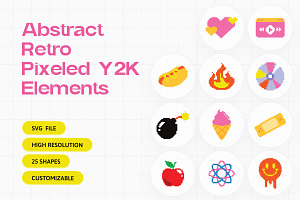 Abstract Retro Pixeled Y2K Elements, a Decorative Illustration by Illustrava