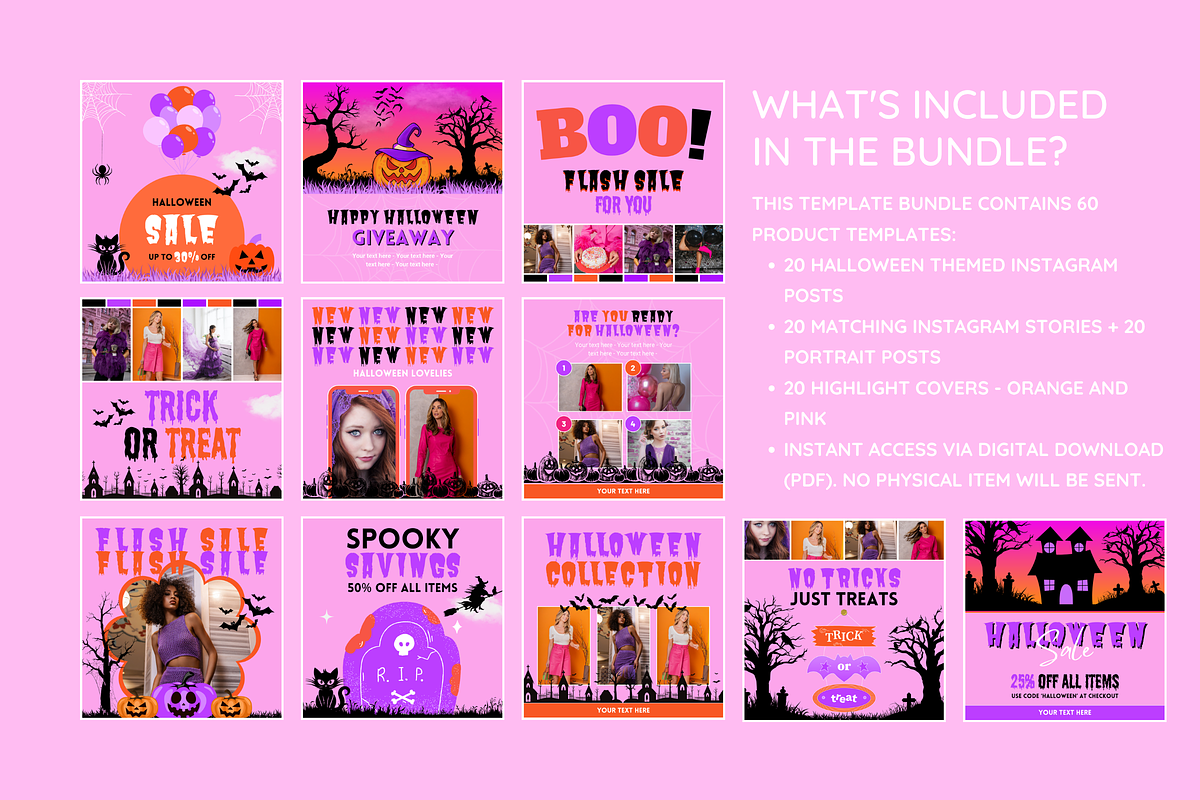 Halloween Instagram Templates, a Social Media Template by SunshineStudioBoutique (Photo 2 of 8)