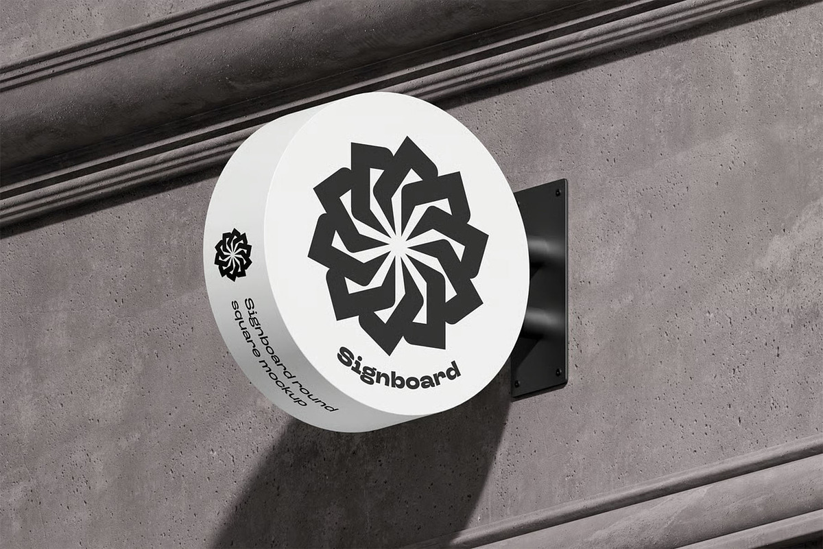 Signboard Round Mock-up, an Advertising Mockup by zippypixelstudio (Photo 3 of 14)