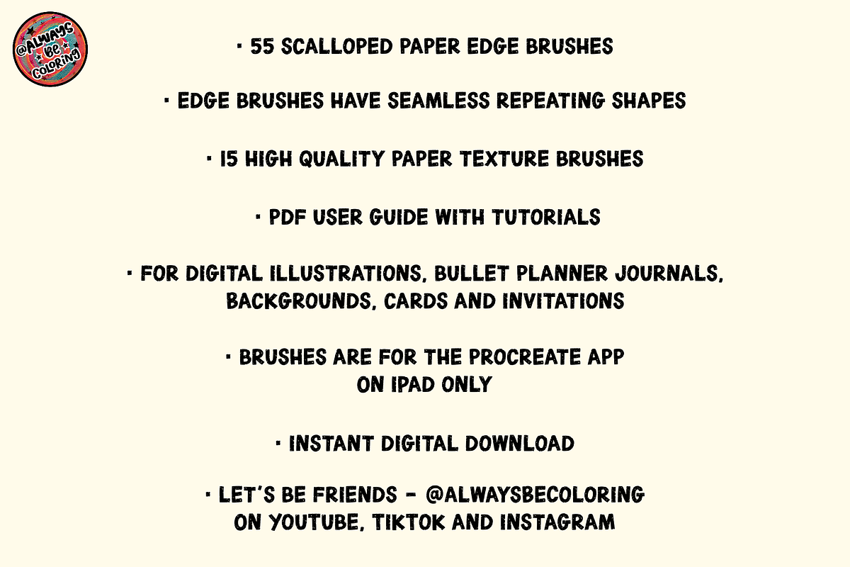 Procreate Scalloped Edge Brushes, a Brush Add-On by AlwaysBeColoring (Photo 2 of 14)