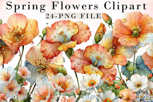 Whimsical Spring Flowers Clipart, an Illustration by Libby Wishes