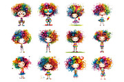 Watercolor quirky summer girl clipar, an Illustration by SinaCreation (Thumbnail 3 of 11)