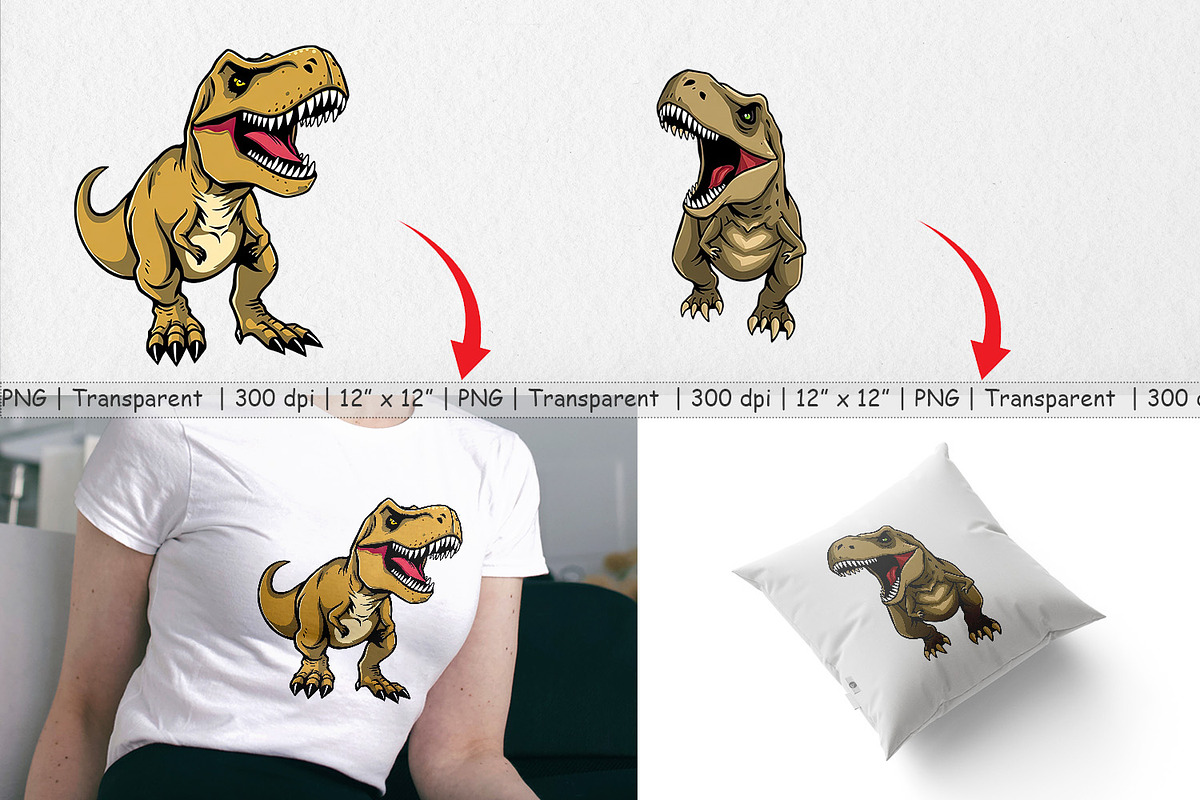 Roaring Dinosaur Clipart, a Graphic by Artnoy (Photo 3 of 5)