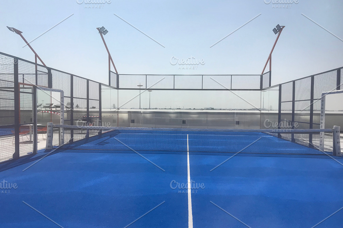Tennis padel court blue grass turf, a Photo by Logoworks (Photo 2 of 2)