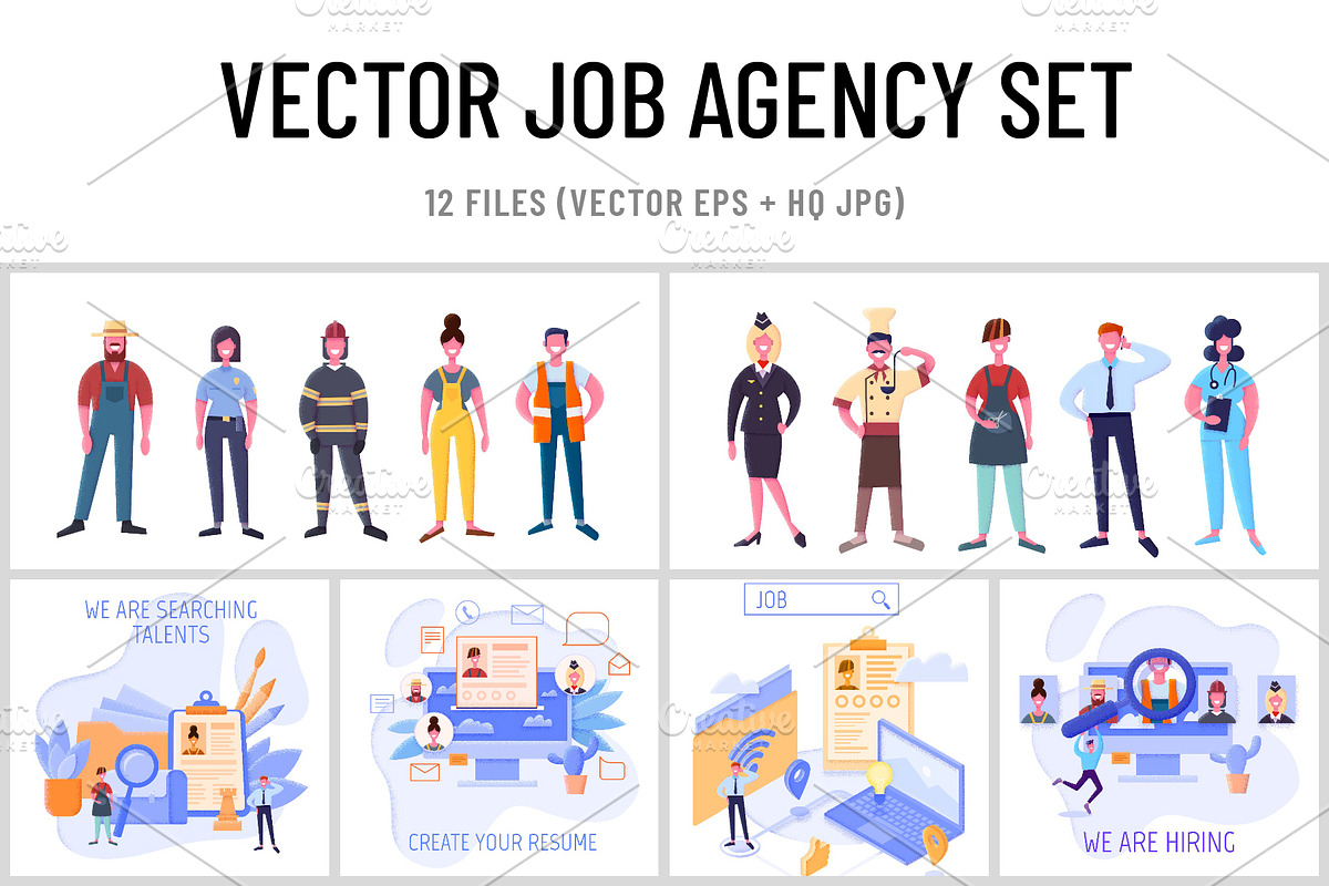 Vector Job Agency Set, a Person Illustration by Zonda (Photo 1 of 13)