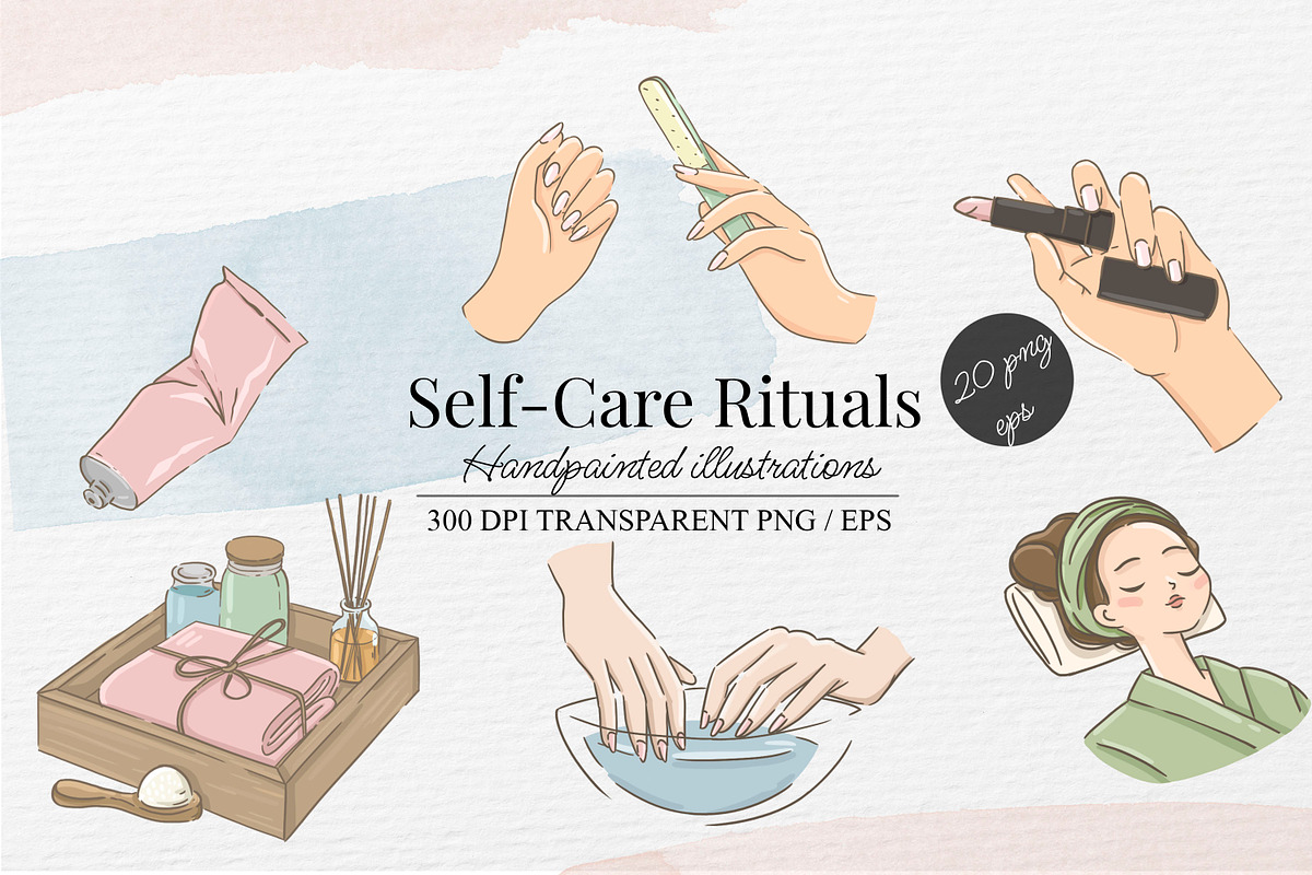 Self-Care Rituals PNG & EPS, a Healthcare Illustration by Marine art (Photo 1 of 4)