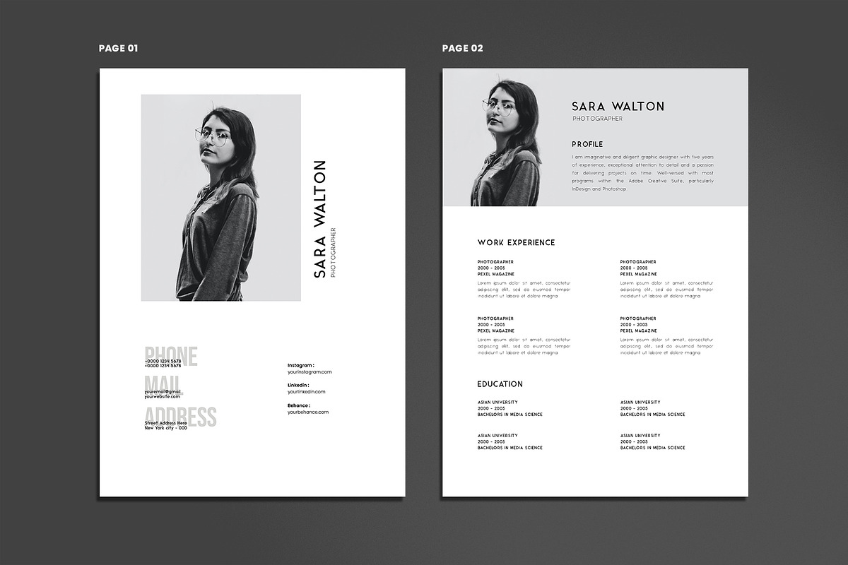 Minimal Resume Template, a Resume Template by Saman Osama (Photo 2 of 8)
