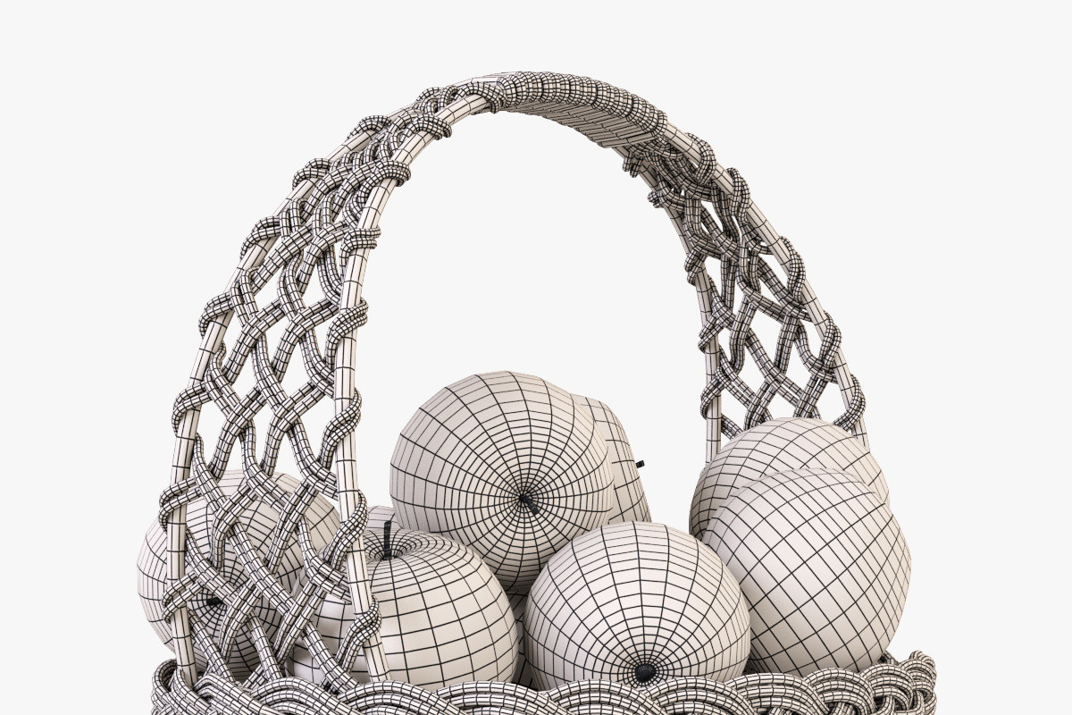 Wicker Basket 04 Gray with Apples, a Food & Drink 3D Model by Markelos (Photo 22 of 31)