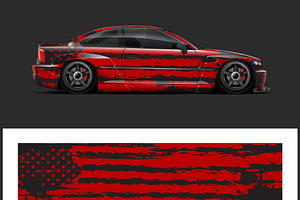 Car Decal Wrap Design American Flag