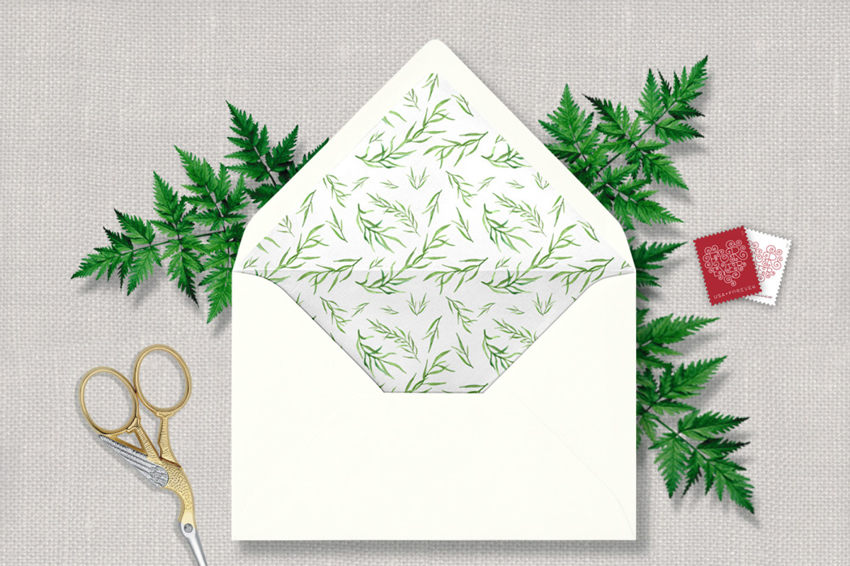Green Leafy Watercolor Wedding Suite, an Invitation Template by Love Design (Photo 9 of 12)