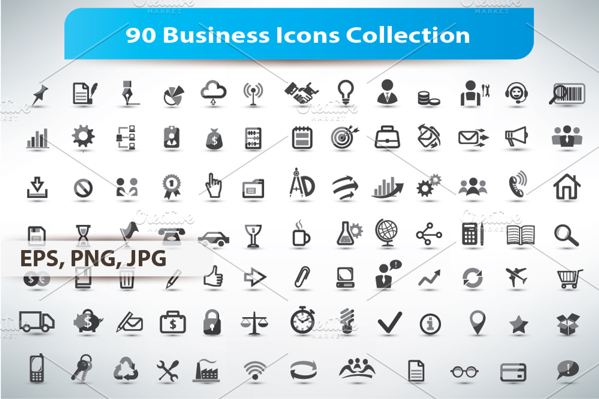 Collection of 90 Business Icons, an Outline Icon by Janna Millionnaya