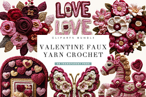 Valentine Faux Yarn Crochet Clipart, a Seasonal Illustration by BusyDaydesign
