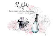 Perfume bottles set., an Illustration by Gulnara Khadeeva (Thumbnail 1 of 4)