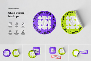 Glued Sticker Mockups, a Mockup by artimasa