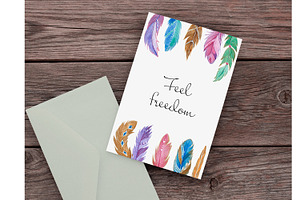 Watercolor Colorful Feathers Clipart